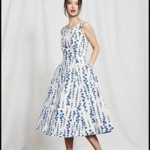 Boden Elena Fit & Flare Flower Print Dress 8R